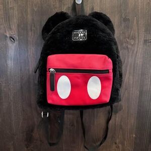 Disney Mickey Mouse Soft Fuzzy Faux Fur with Ears Mini Backpack